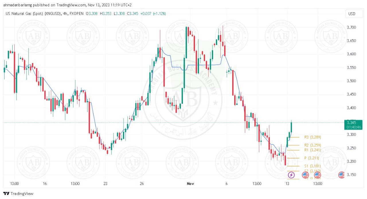 تحليل الغاز الطبيعي ليوم الاثنين الموافق 13-11-2023