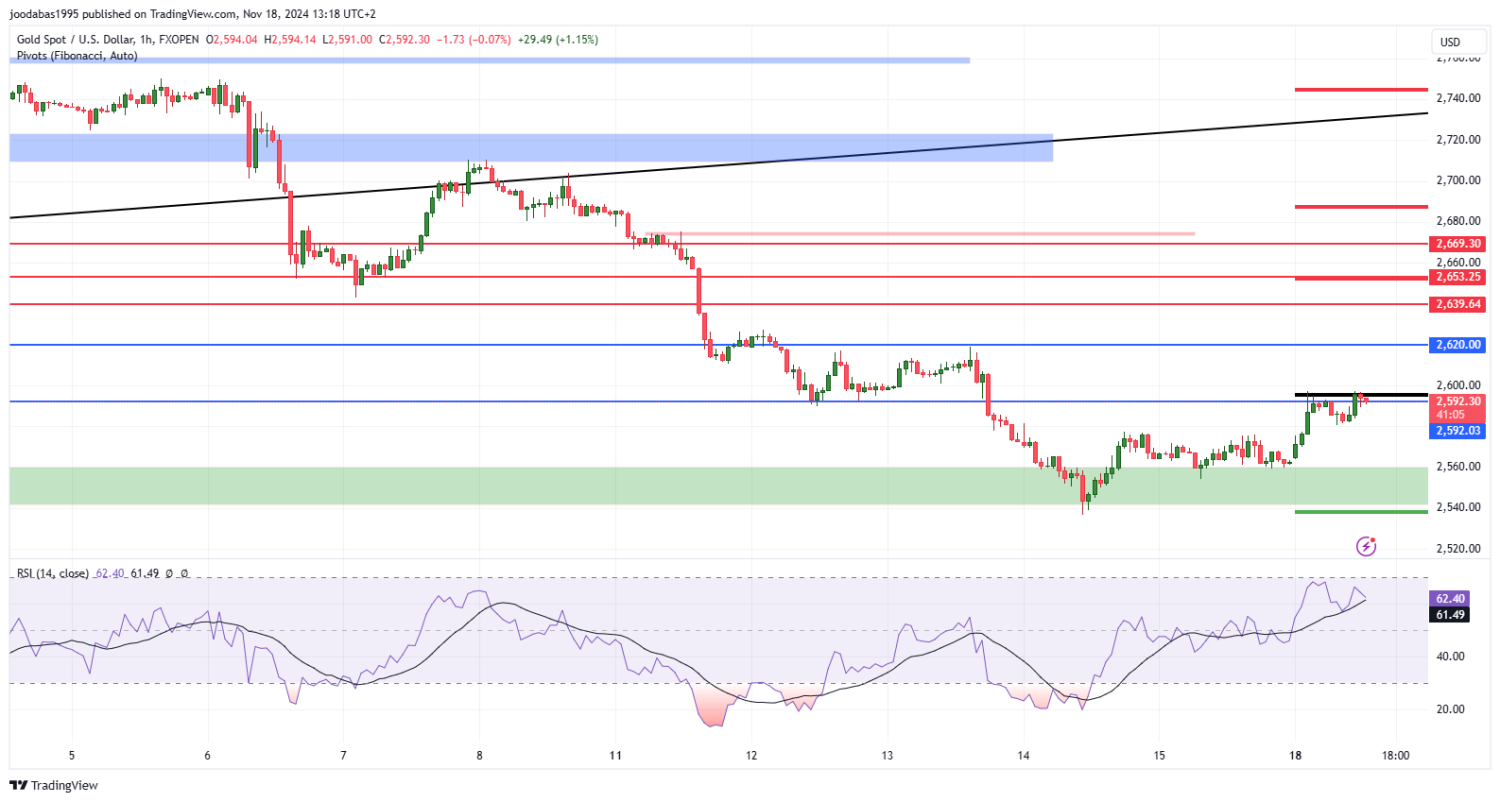 تحليل الذهب ليوم الاثنين الموافق 18-11-2024
